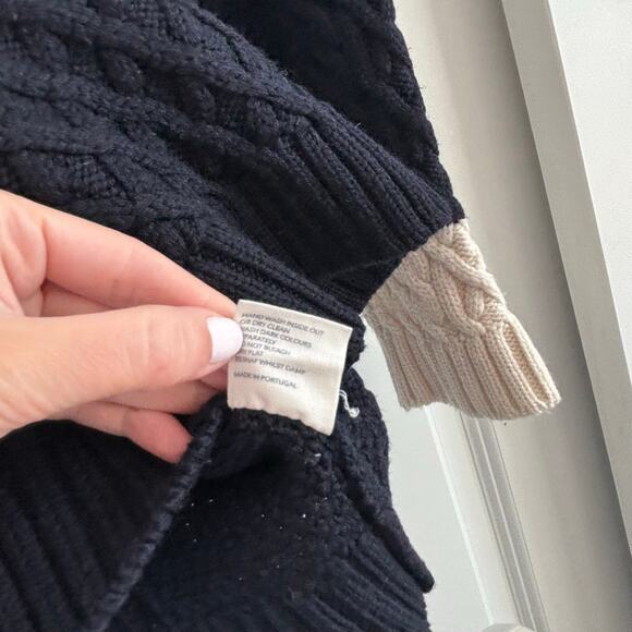 Chinti & Parker Navy Cream Heart Sz S Merino Wool Cable Knit Sweater Minimalist - Picture 8 of 11